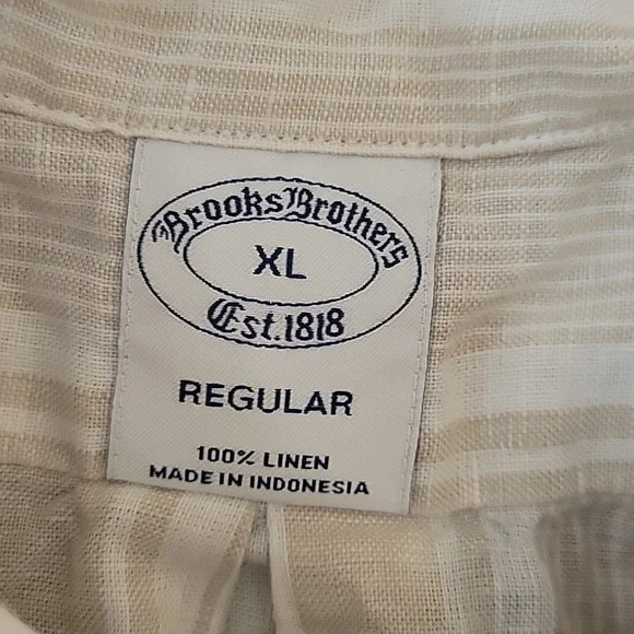 BROOKS BROTHERS Irish linenshort sleeve camp collar  STRIPED sport SHIRT - Picture 7 of 12